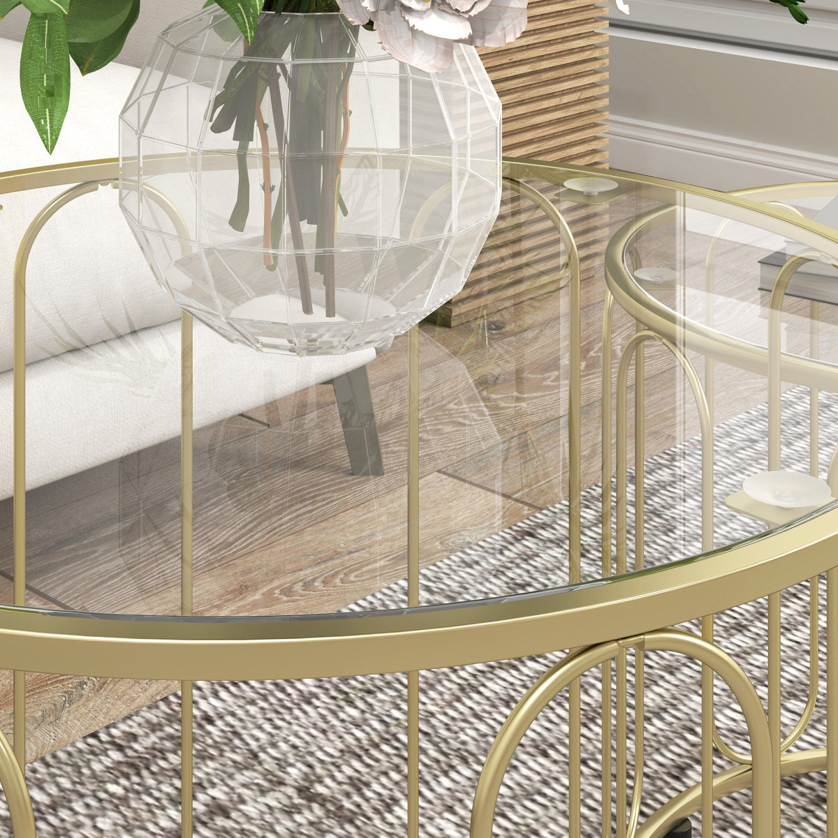 cortex-london-windsor-gold-tone-nesting-coffee-table-set-of-2-tempered-glass-metal-frame