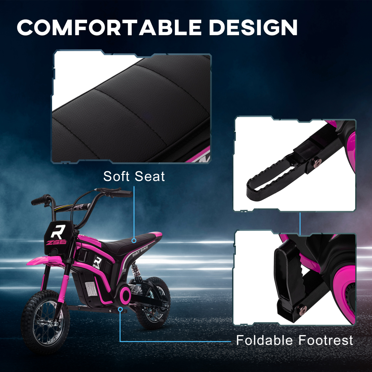 cortex-london-windsor-pink-kids-electric-motorbike-24v