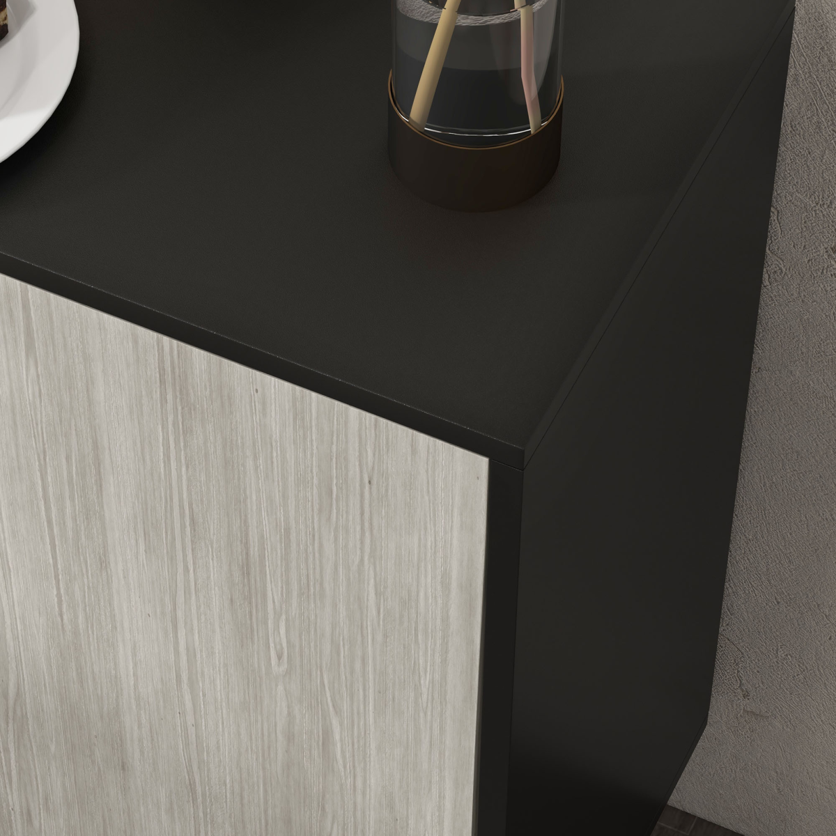 HOMCOM Sideboard Storage Cabinet for Living Room with Adjustable Shelves Black