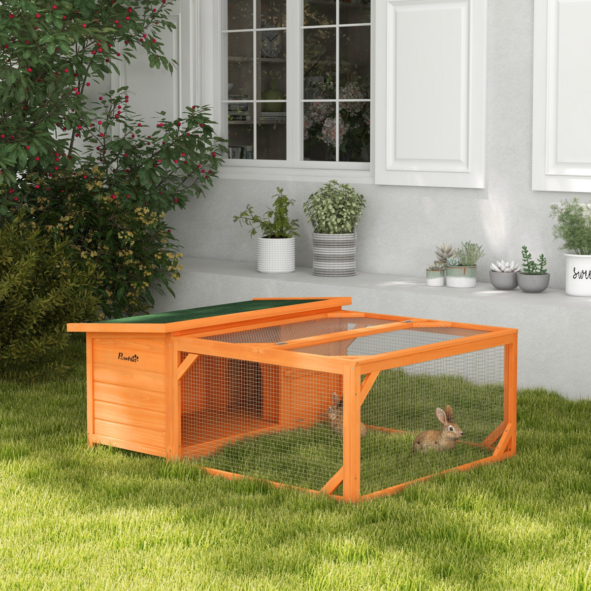 cortex-london-windsor-wooden-rabbit-hutch-with-run-weather-resistant-fir-wood