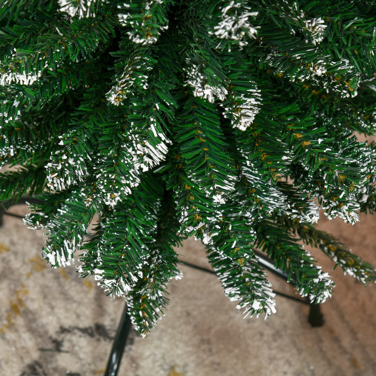 6.5FT Artificial Snow Dipped Christmas Tree Pencil Foldable Black Stand Green
