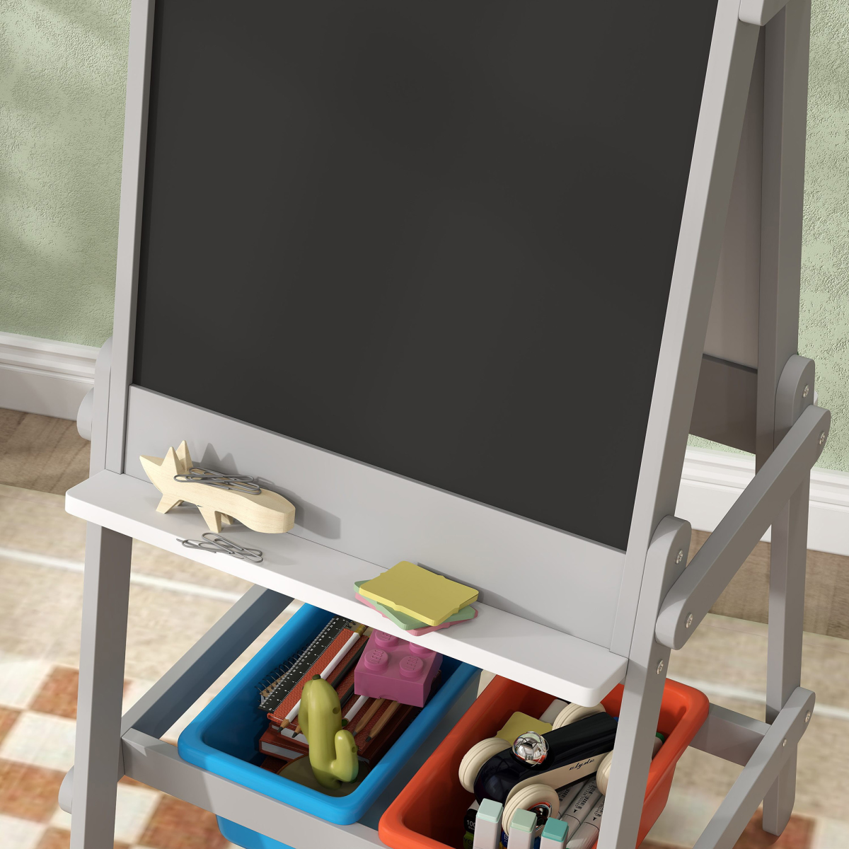 cortex-london-windsor-kids-double-sided-art-easel-with-paper-roll-grey