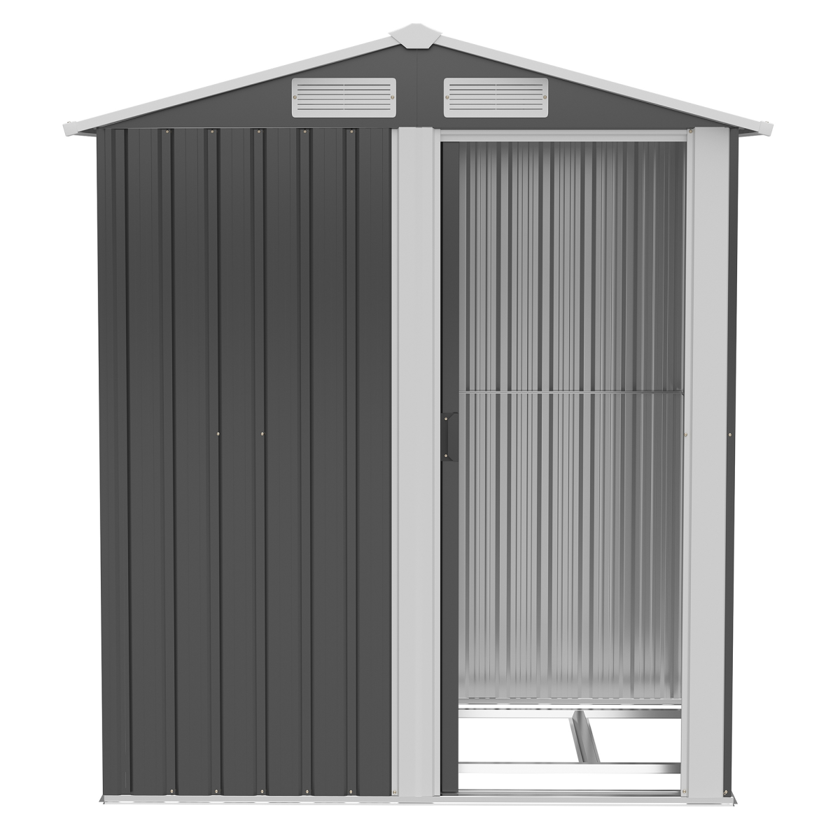 cortex-london-windsor-grey-metal-garden-storage-shed-sliding-door-sloped-roof-four-vents