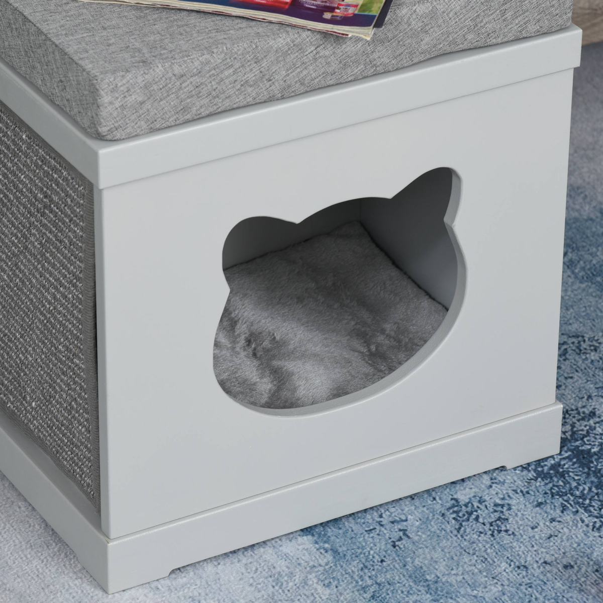 cortex-london-york-grey-cat-house-bed-kitten-cave-cube-with-soft-cushion-sisal-scratching-pads