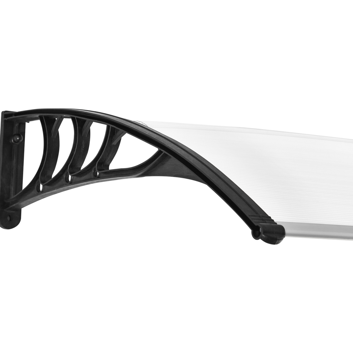 75 L x 120 W x 23 H cm Clear Polycarbonate Curved Awning w/ Black Bracket