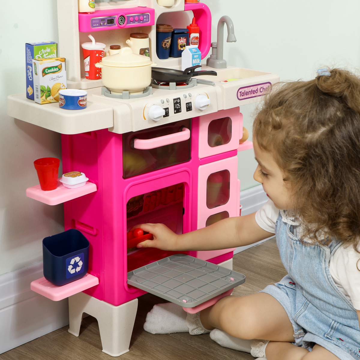 AIYAPLAY Kids Pretend Role Play Set with Realistic Lights & Sounds, Pink