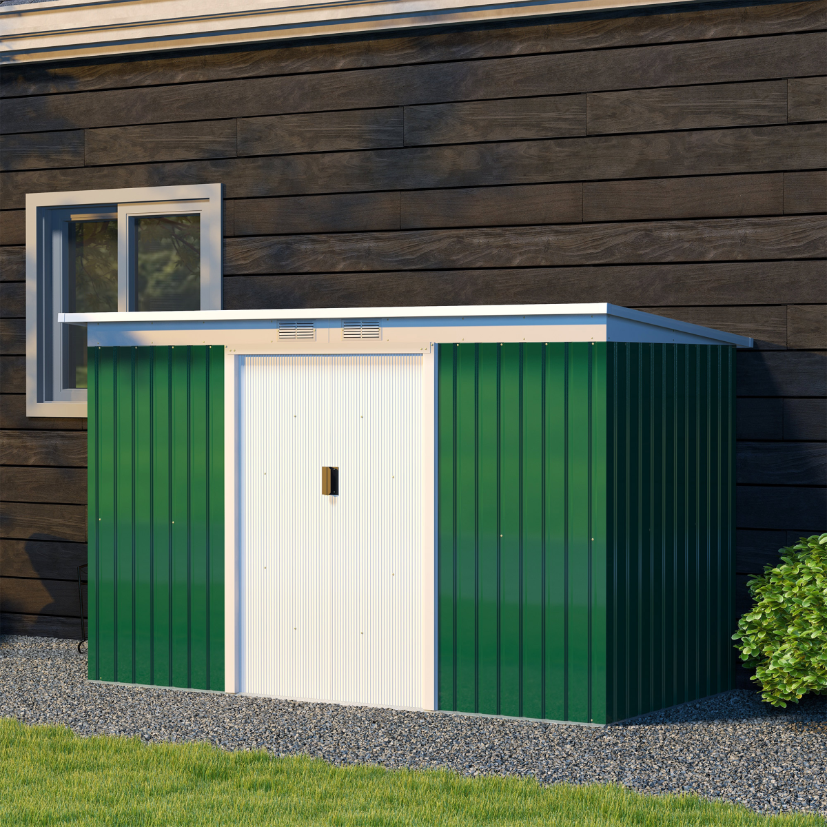 cortex-london-windsor-9ft-4-25ft-galvanised-steel-garden-tool-storage-shed-double-doors-ventilation-windows