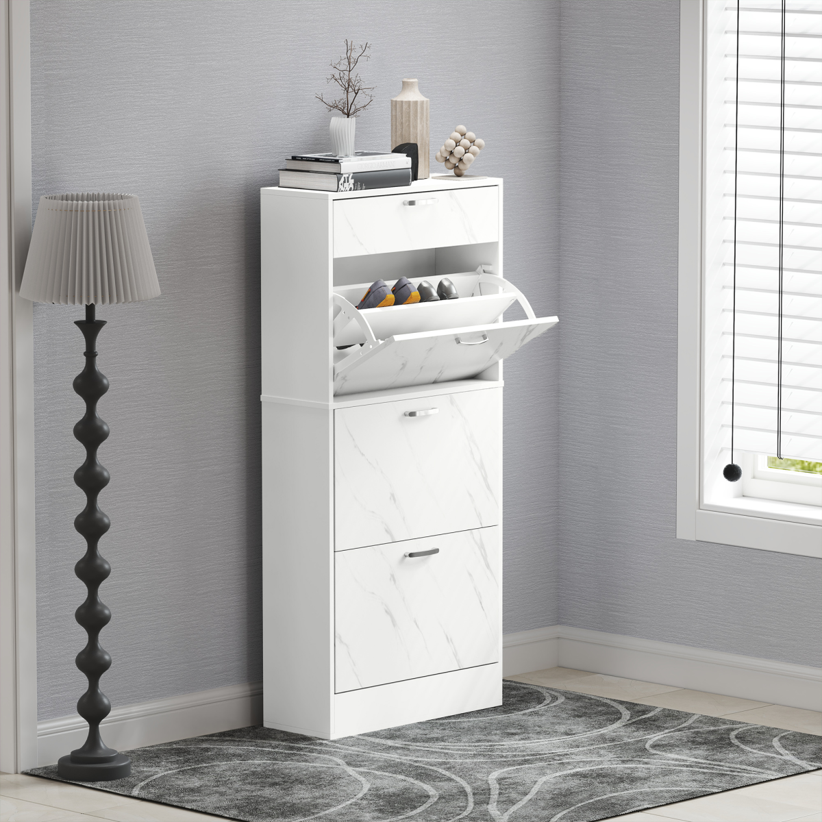 cortex-london-windsor-shoe-cabinet-four-drawer-storage-black-holds-18-pairs
