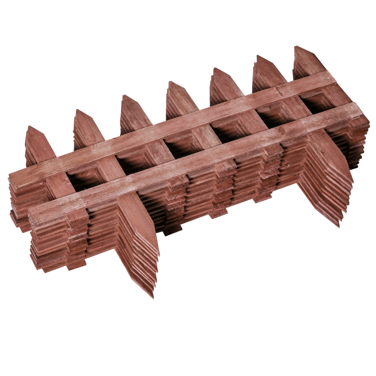 cortex-london-windsor-fir-wood-garden-picket-border-fence-set-of-12-rustic-brown