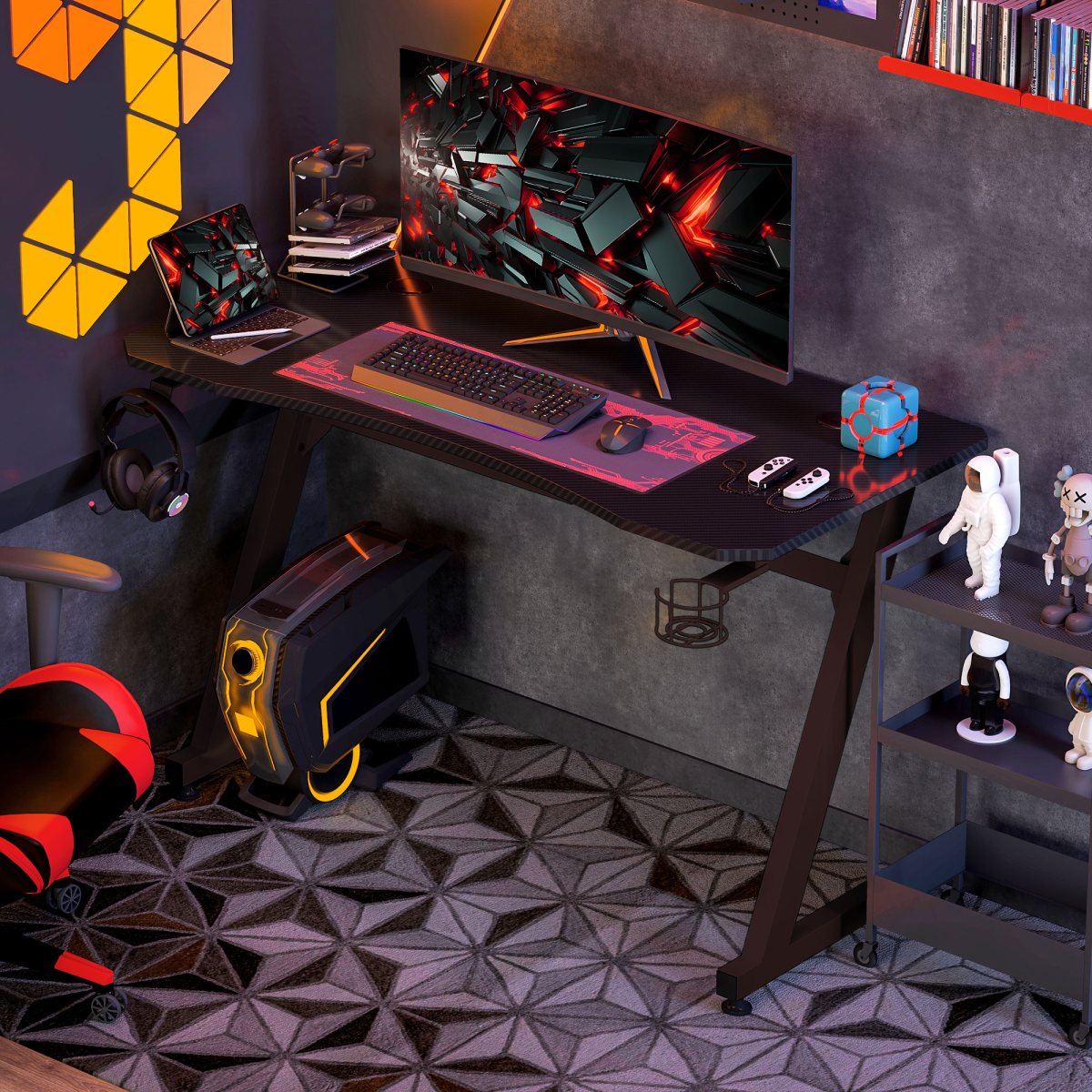 cortex-london-york-black-gaming-desk-steel-frame-cup-holder-headphone-hook