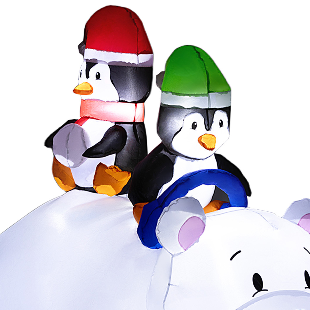 Outsunny 6.4FT Christmas Inflatable Two Penguins Riding on Polar Bear