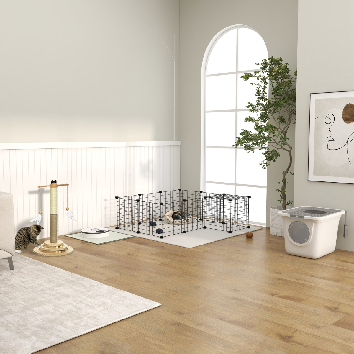 cortex-london-windsor-white-cat-litter-tray-front-entrance-top-exit