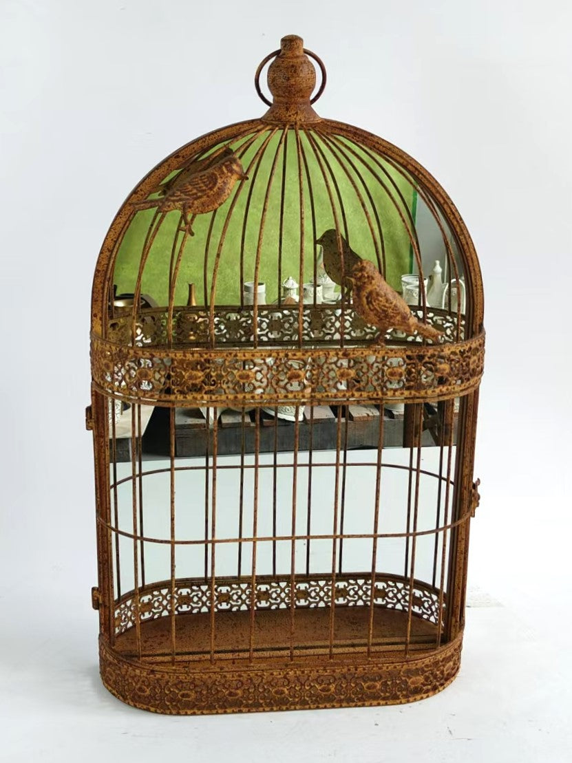 cortex-london-york-rustic-bird-cage-wall-mirror-56cm-rusty-grey-patina-metal-bird-design
