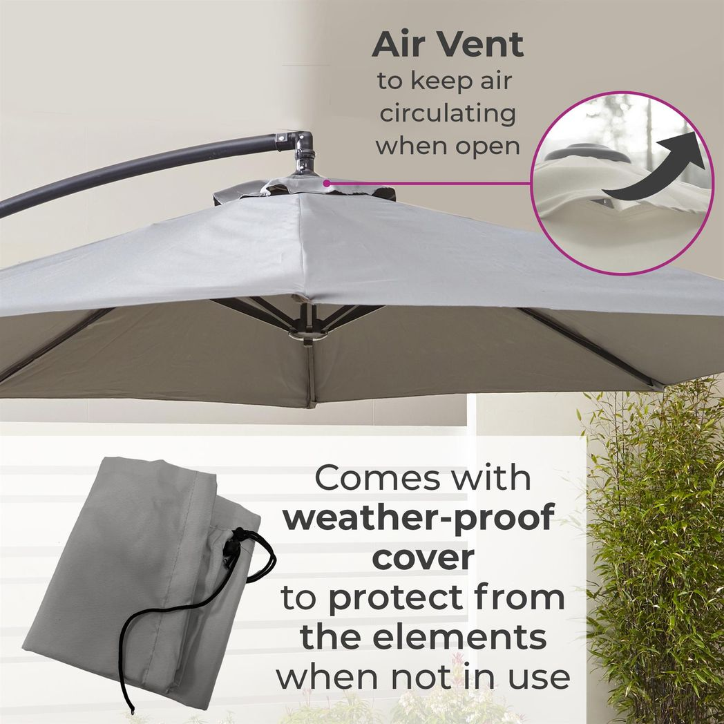 Neo 3M Grey Outdoor Freestanding Parasol with Led Lights
