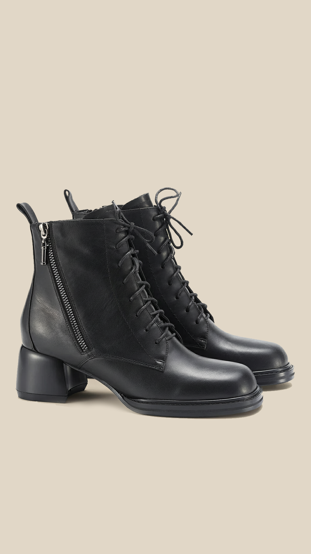 cortex-london-ana-womens-calf-leather-ankle-boots-lace-up-zipper-elegant-comfortable-lace-up-zipper-heightened-shoes-durable-breathable-calf-leather-genuine-leather-boots-for-women