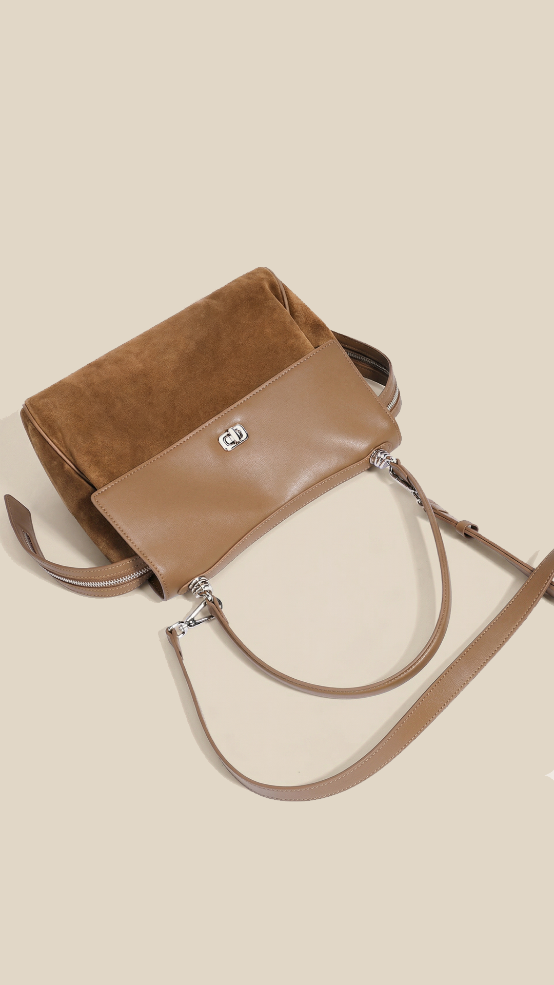 cortex-london-Evelyn-2025-wholesale-custom-modern-design-suede-ladies-brown-frosting-leather-handbags-cowhide-tote-bag-women-crossbody-shoulder-bag