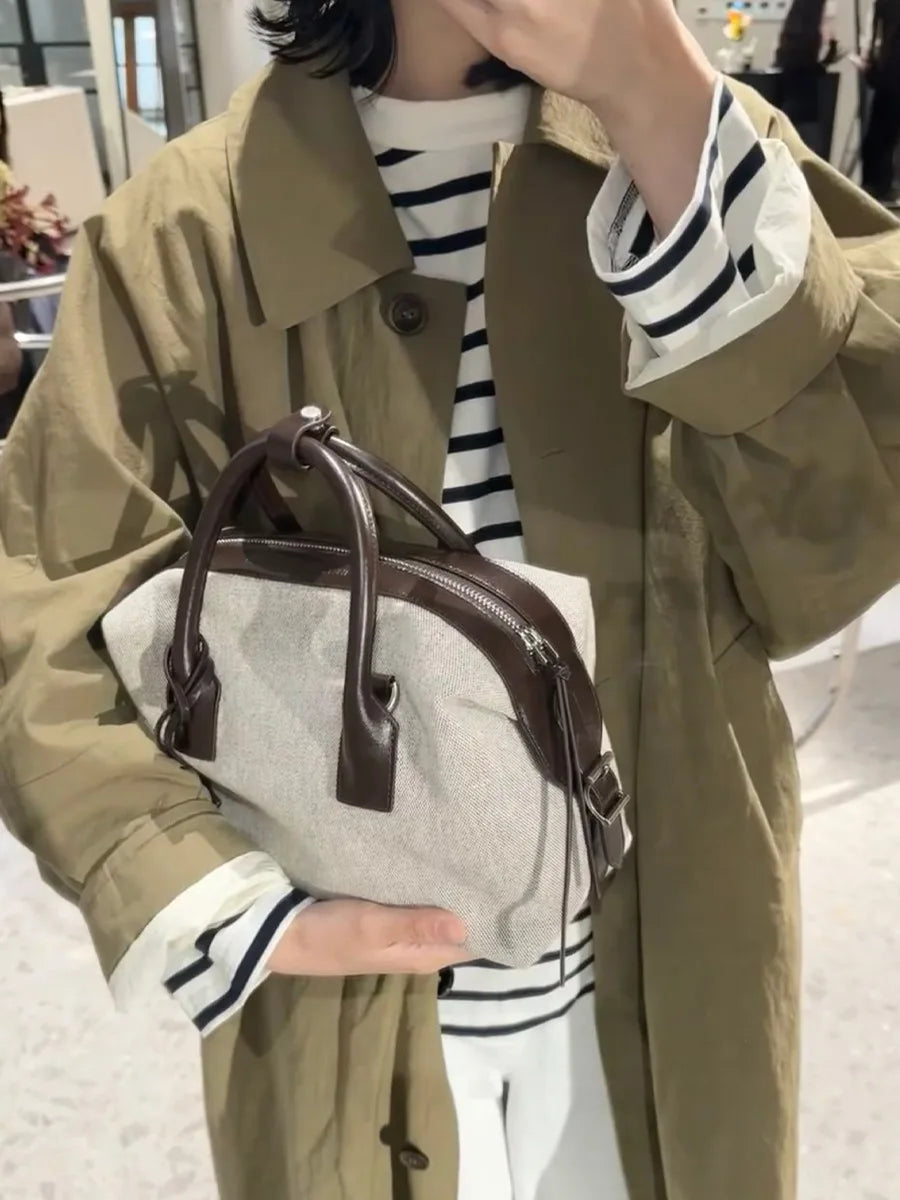 Diana Casual Canvas & Genuine Leather Handbag