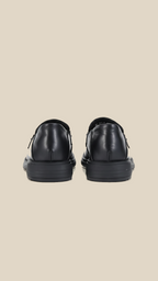 cortex-london-elizabeth-ii-womens-black-leather-loafers-gold-buckle-flats-fashion-top-layer-cowhide-womens-flats-commuter-low-heeled-black-durable-loafer-shoes