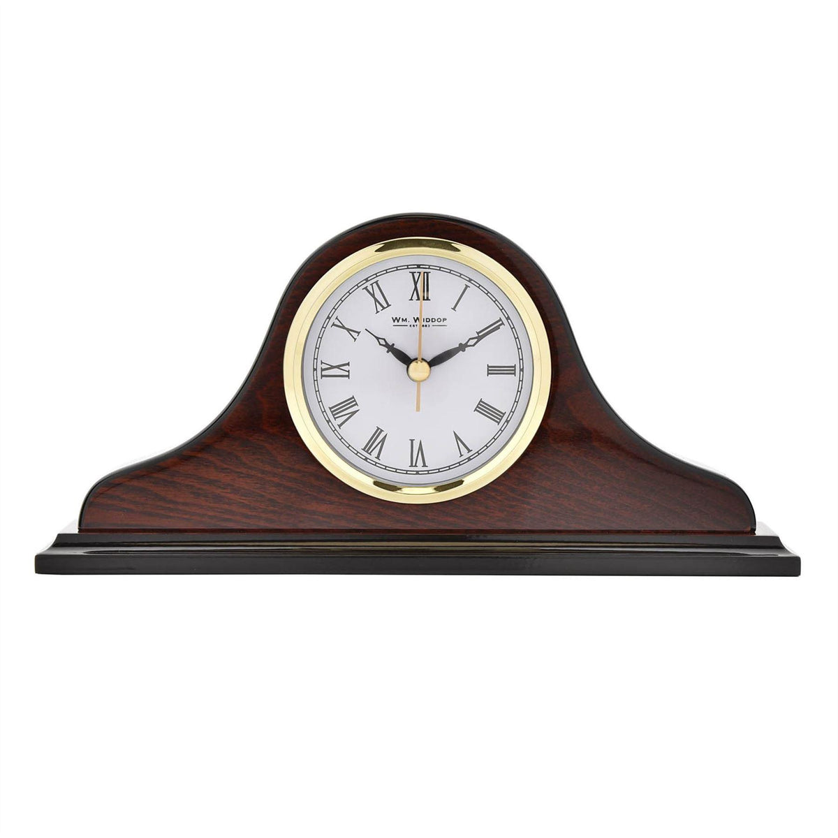 cortex-london-widdop-napoleon-mahogany-effect-wooden-mantel-clock-white-dial-roman-numerals