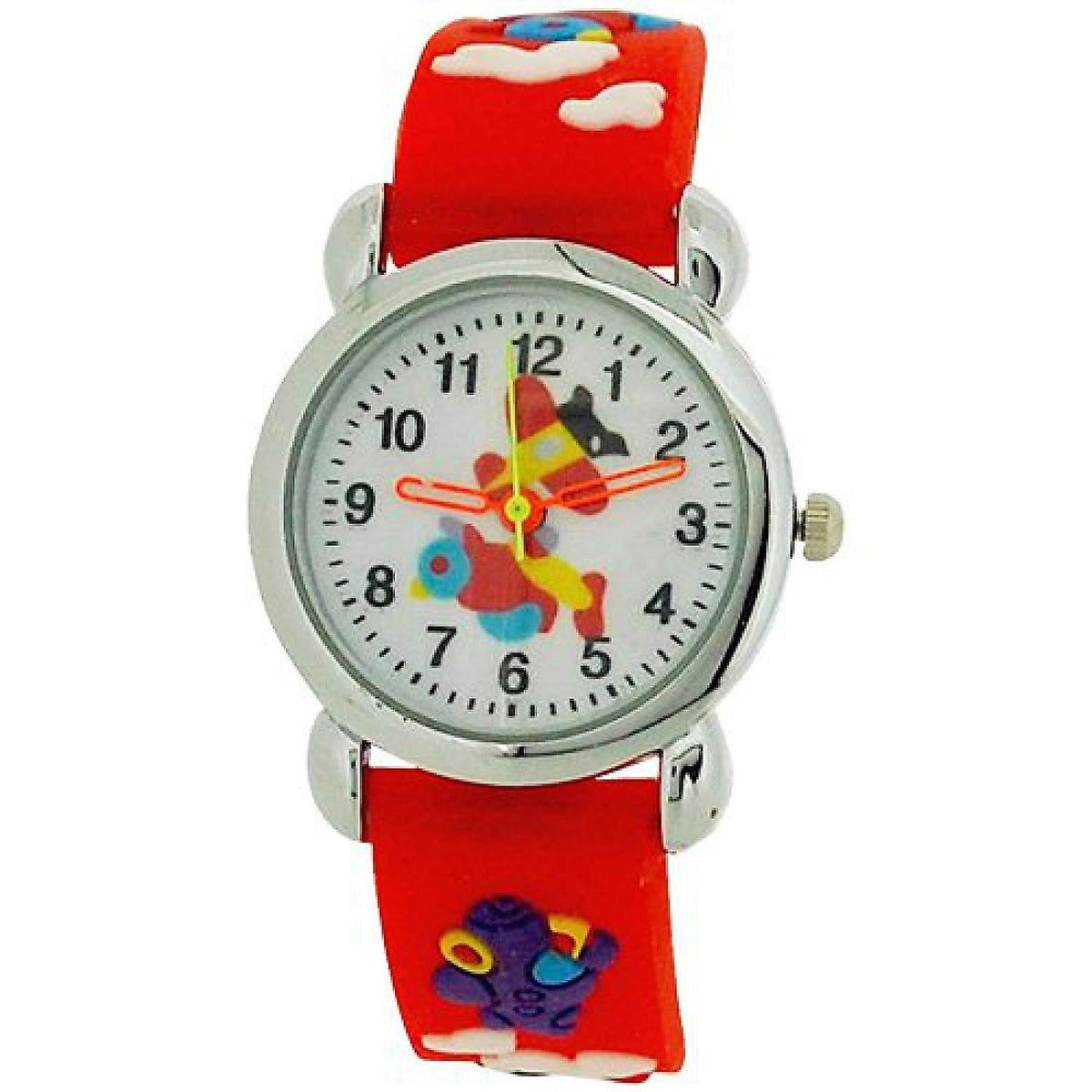 Relda Children's Analogue 3D Flying Aeroplane Red Silicone Strap Boy's Watch REL44