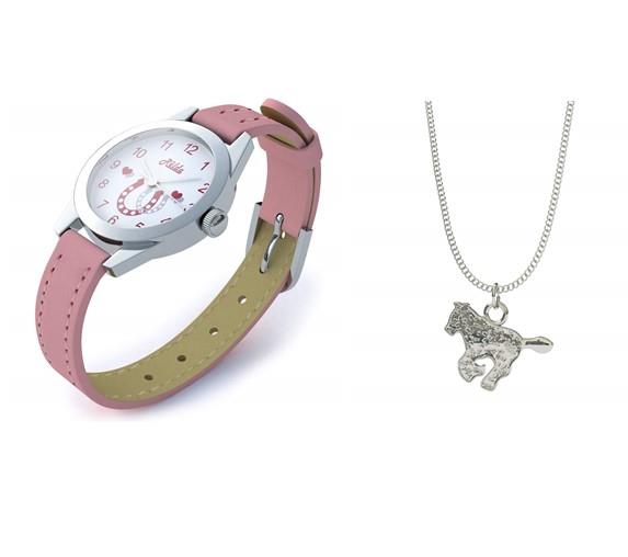 cortex-london-windsor-pink-horse-watch-girls-silvertone-jewellery-set-rel24