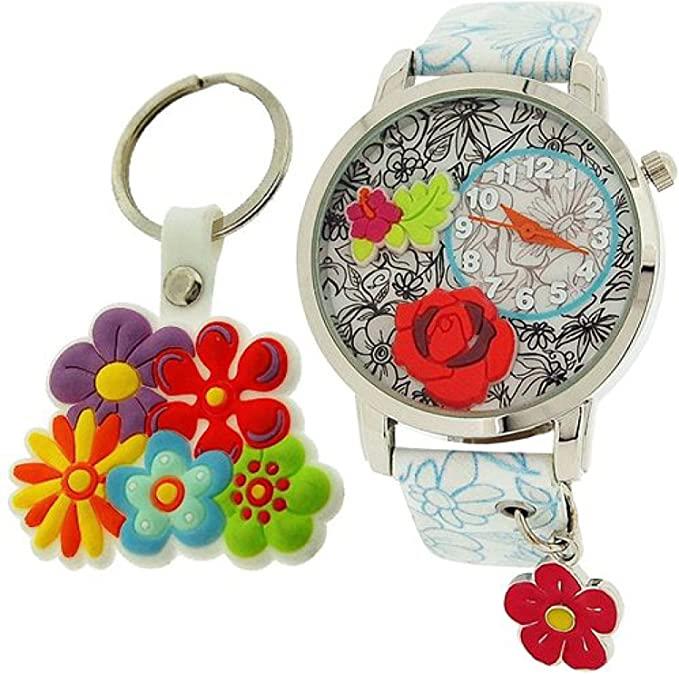 cortex-london-windsor-kids-floral-quartz-analogue-watch-key-ring-set-tdx4526