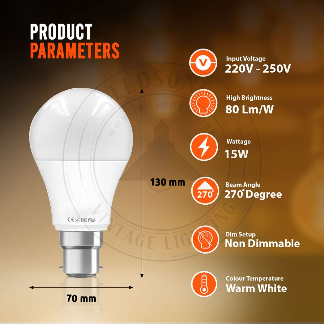 cortex-london-windsor-b22-15w-non-dimmable-warm-white-led-light-bulbs