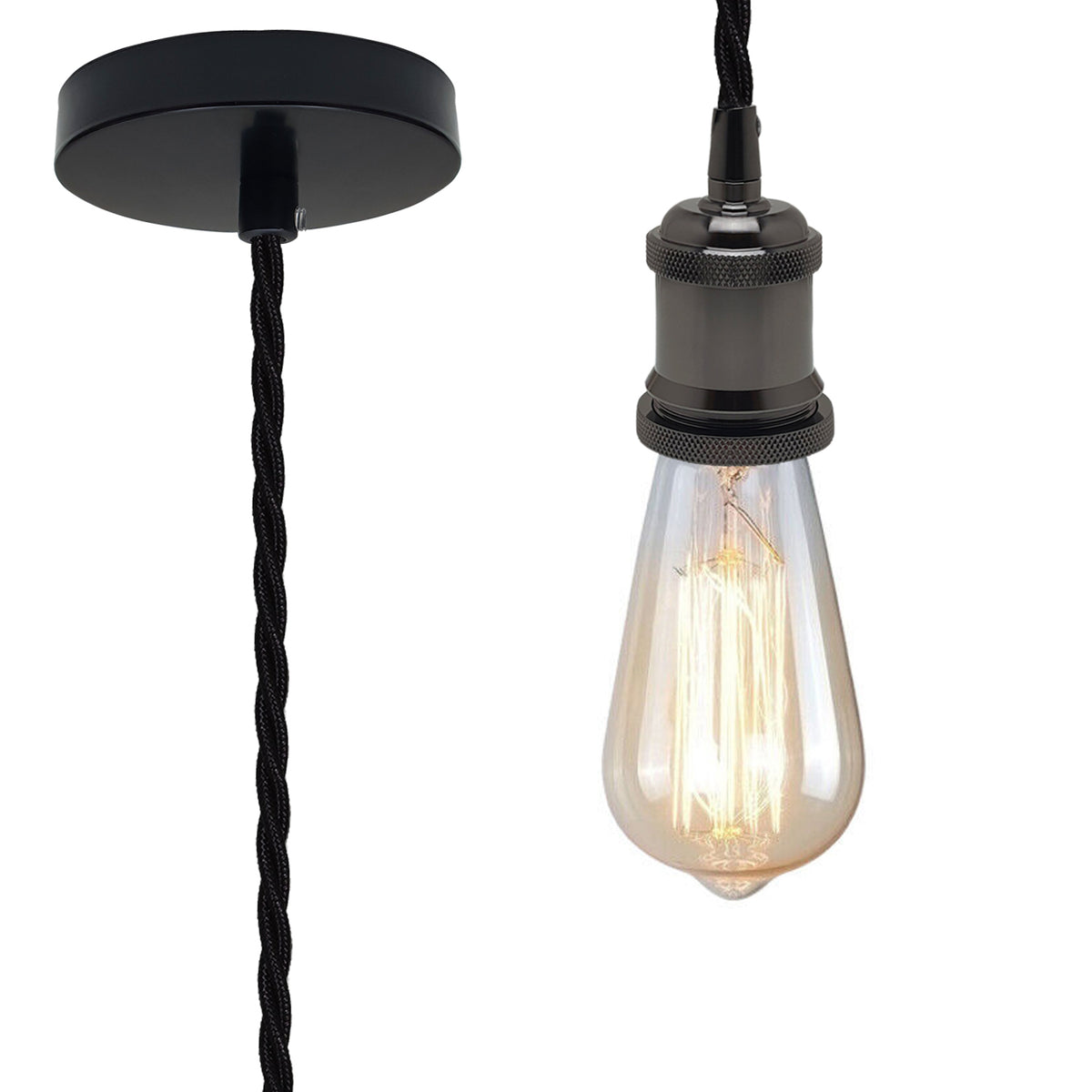 cortex-london-york-2m-black-twisted-cable-e27-pendant-kit