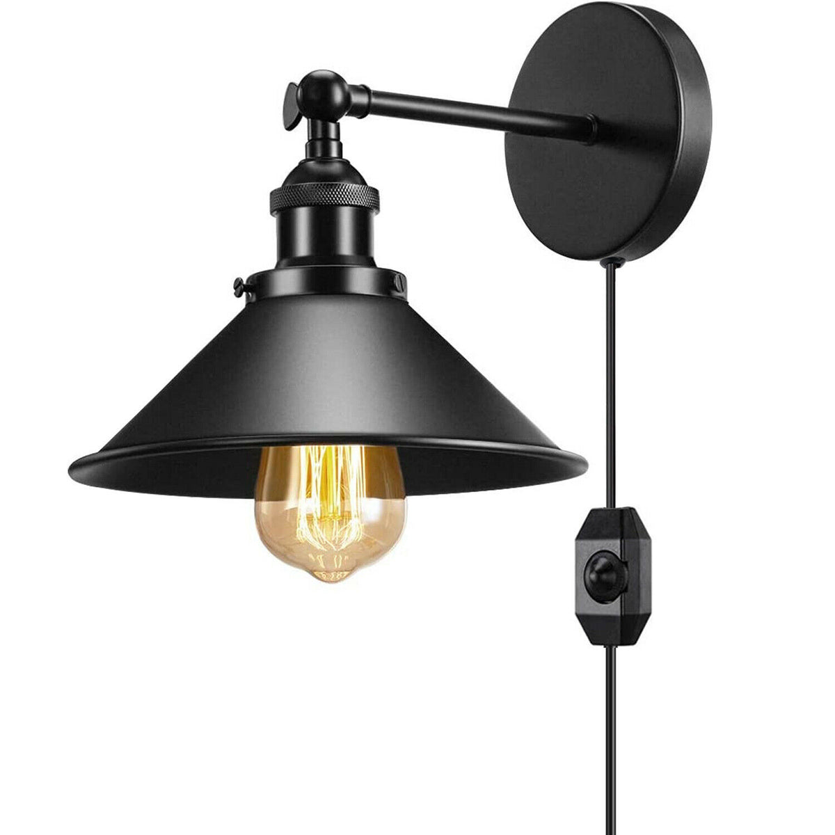 cortex-london-soho-black-plug-in-wall-light-metal-cone-shade