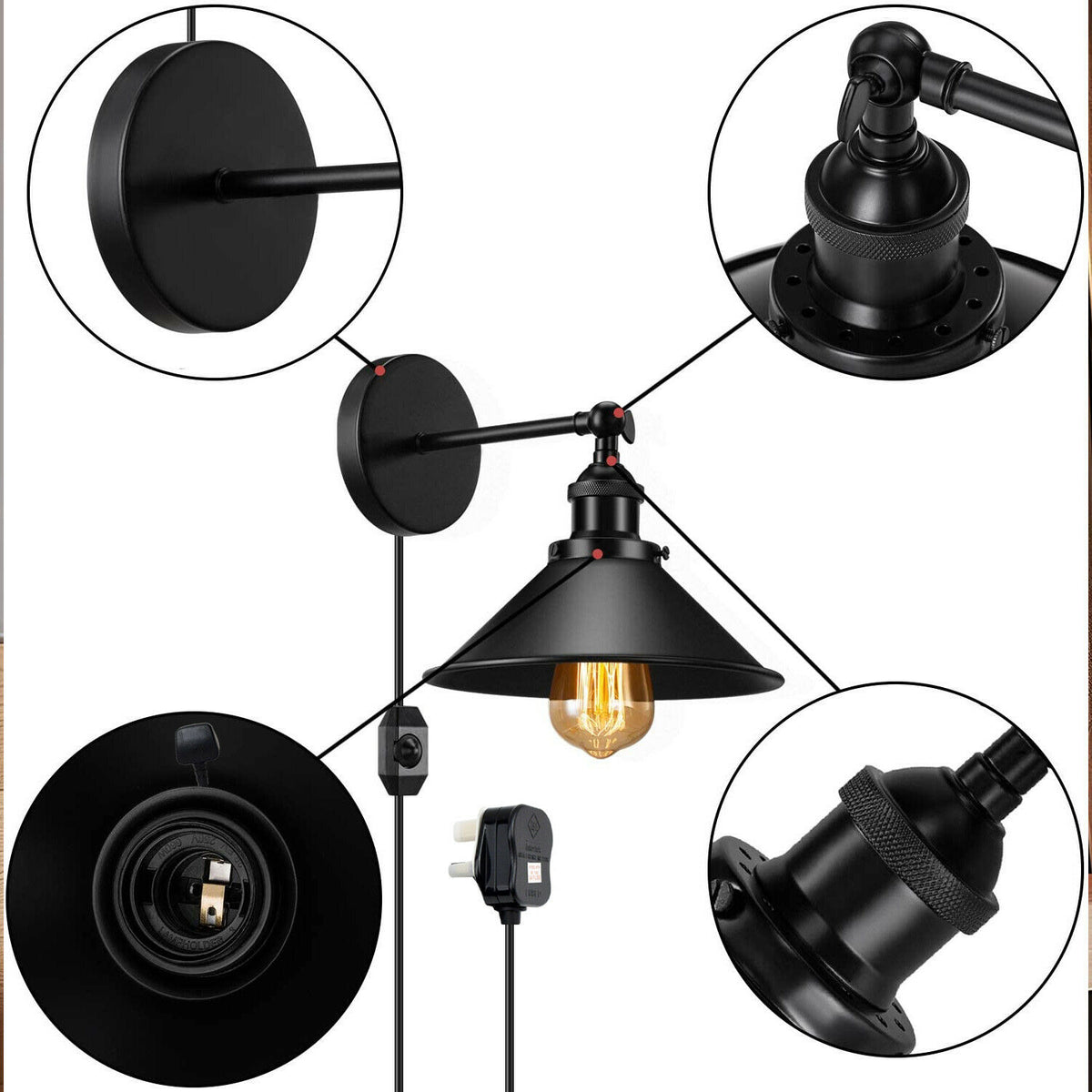 cortex-london-soho-black-plug-in-wall-light-metal-cone-shade