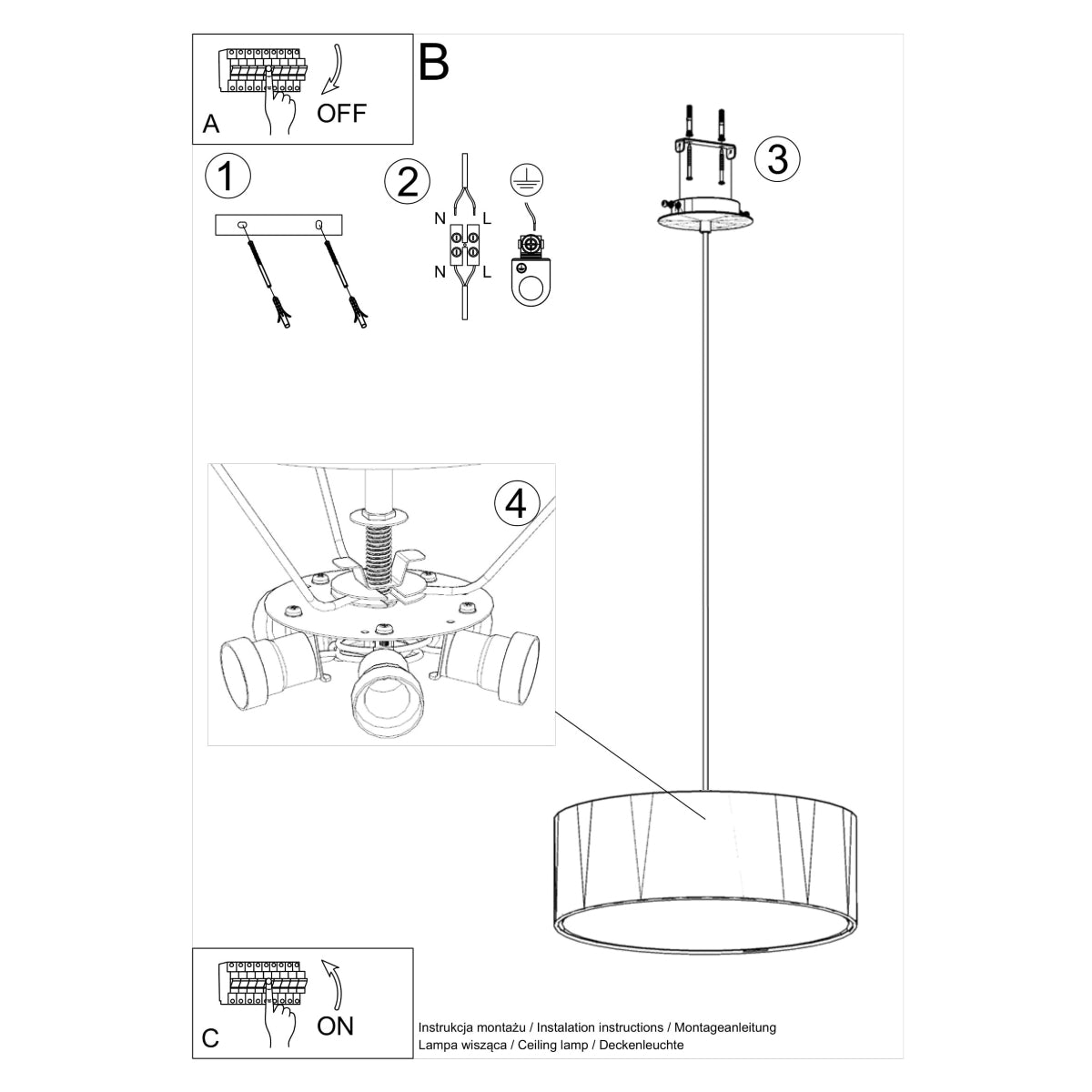 cortex-london-york-rollo-white-fabric-steel-chandelier-e27