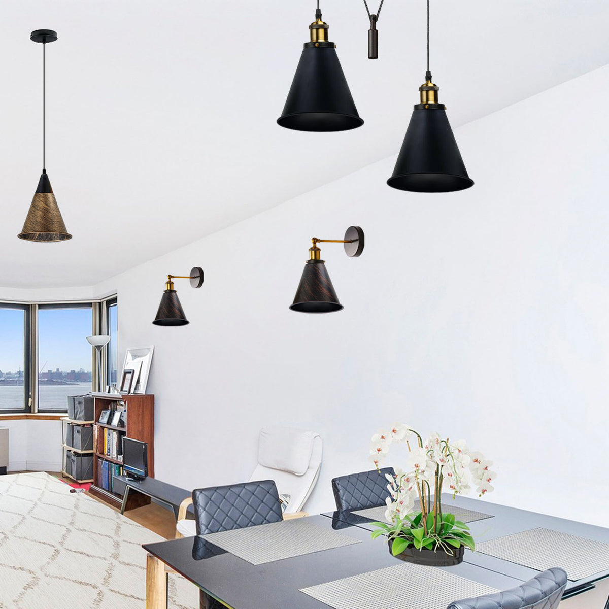 cortex-london-york-brushed-silver-vintage-metal-cone-lamp-shades-2-pack-18cm