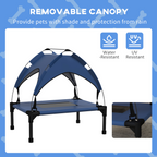 cortex-london-york-cooling-raised-dog-bed-dark-blue-breathable-mesh-canopy