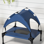 cortex-london-york-cooling-raised-dog-bed-dark-blue-breathable-mesh-canopy
