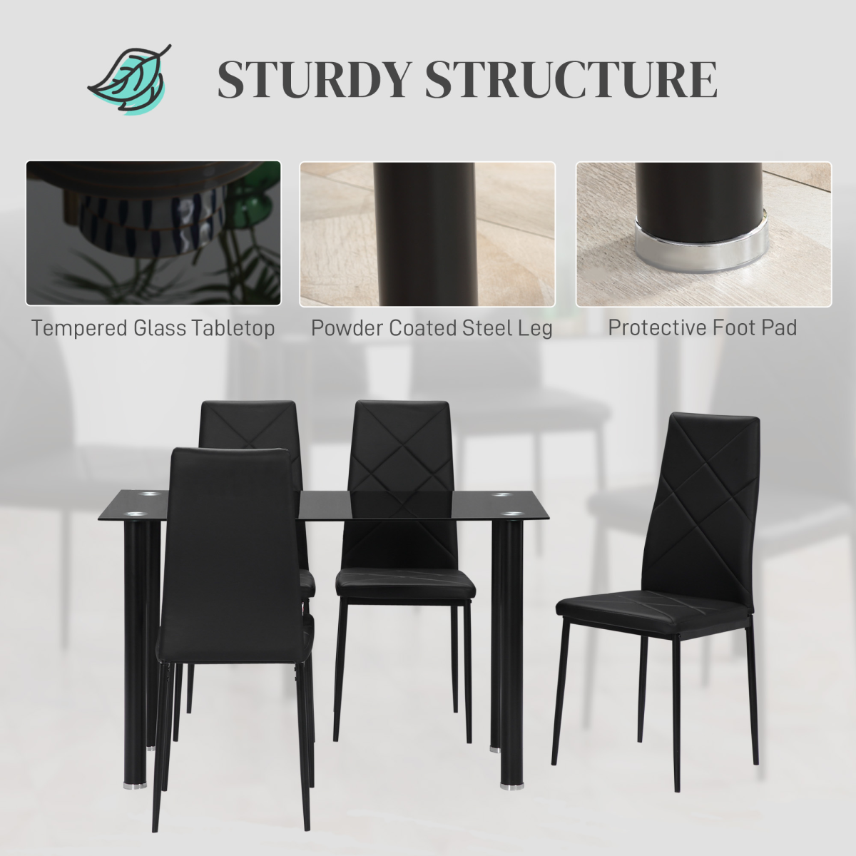 cortex-london-windsor-tempered-glass-dining-table-set-four-chairs-padded-seat