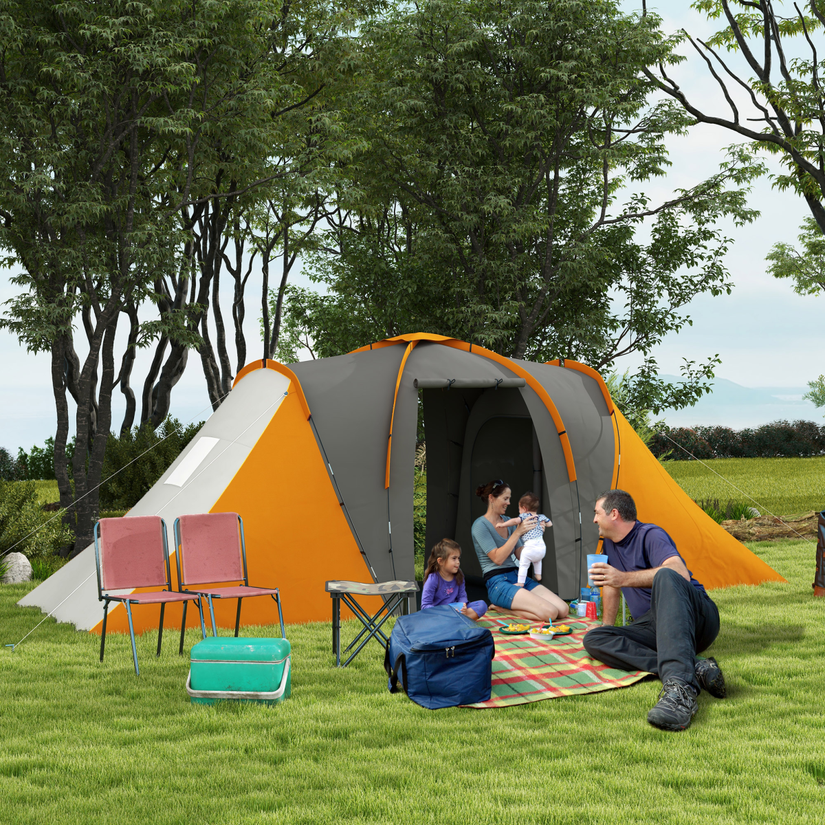 cortex-london-windsor-6-man-camping-tent-two-bedrooms-living-area-grey-blue