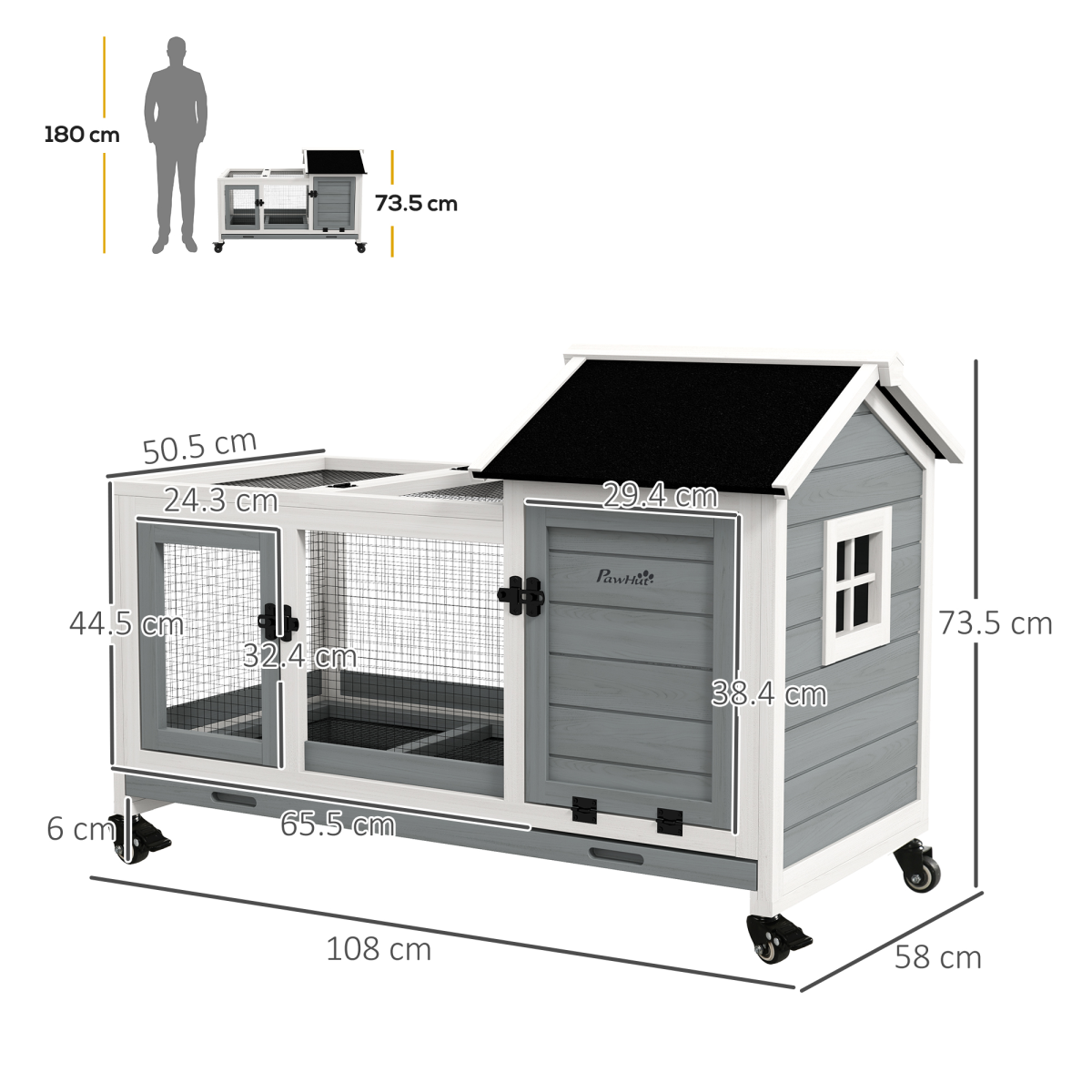 cortex-london-windsor-grey-wooden-rabbit-hutch-with-wheels