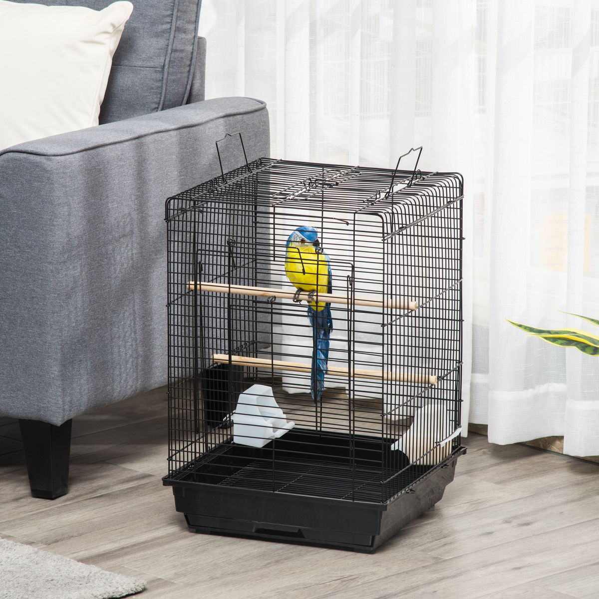 cortex-london-windsor-59cm-bird-cage-openable-top-stand-tray-feeding-bowls
