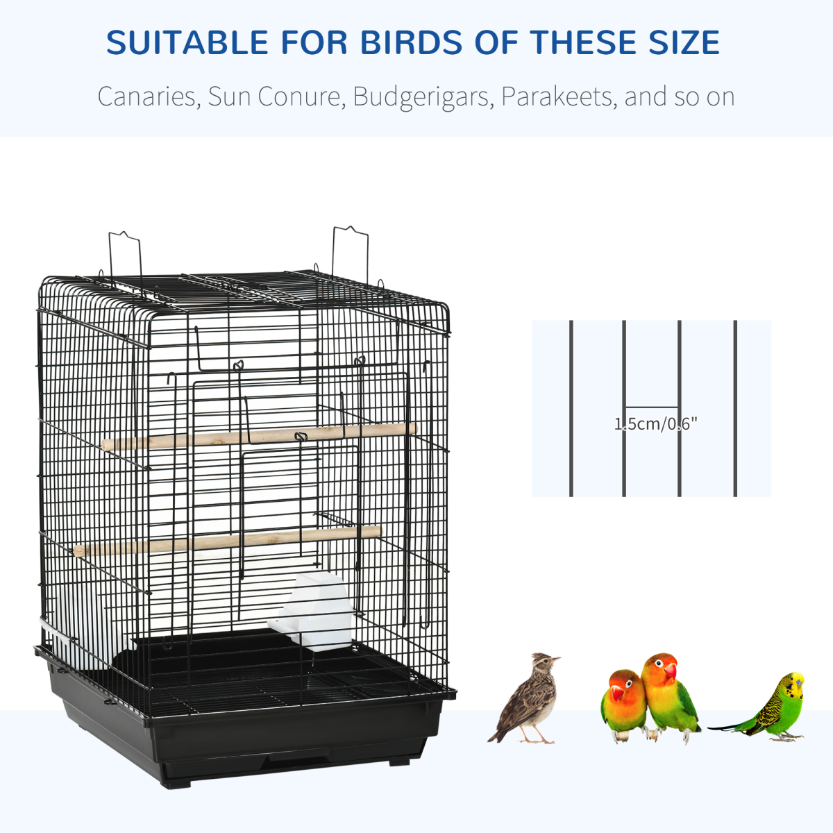 cortex-london-windsor-59cm-bird-cage-openable-top-stand-tray-feeding-bowls