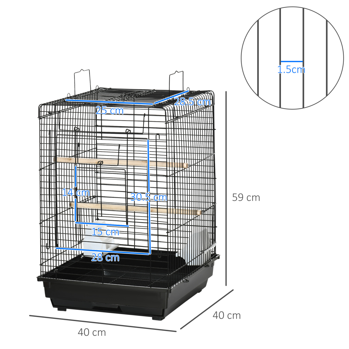 cortex-london-windsor-59cm-bird-cage-openable-top-stand-tray-feeding-bowls