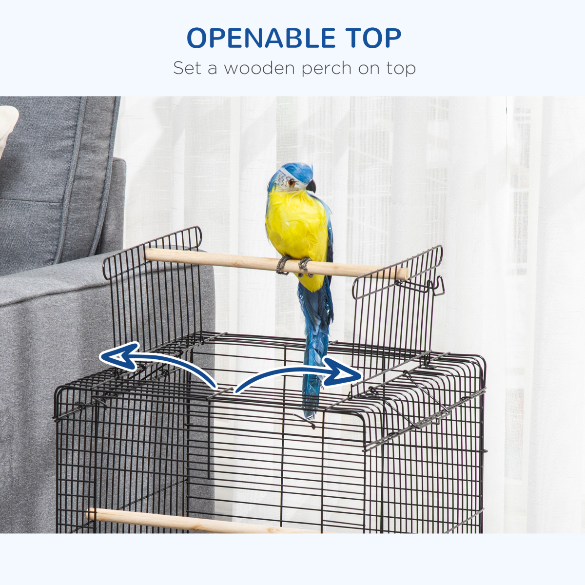 cortex-london-windsor-59cm-bird-cage-openable-top-stand-tray-feeding-bowls