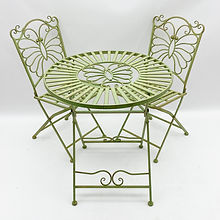 AcaciaHome Durable and Stylish Metal Garden Bistro Set – 3-Piece Outdoor Round Table and Comfortable Chairs, Durable Iron and Steel Construction, Perfect for Relaxing outdoor and garden (Green)