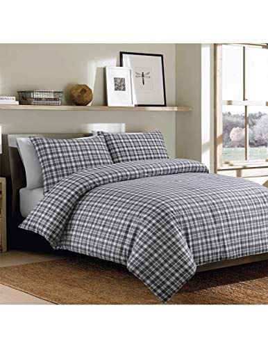 cortex-london-york-bonton-grey-plaid-cotton-double-duvet-set