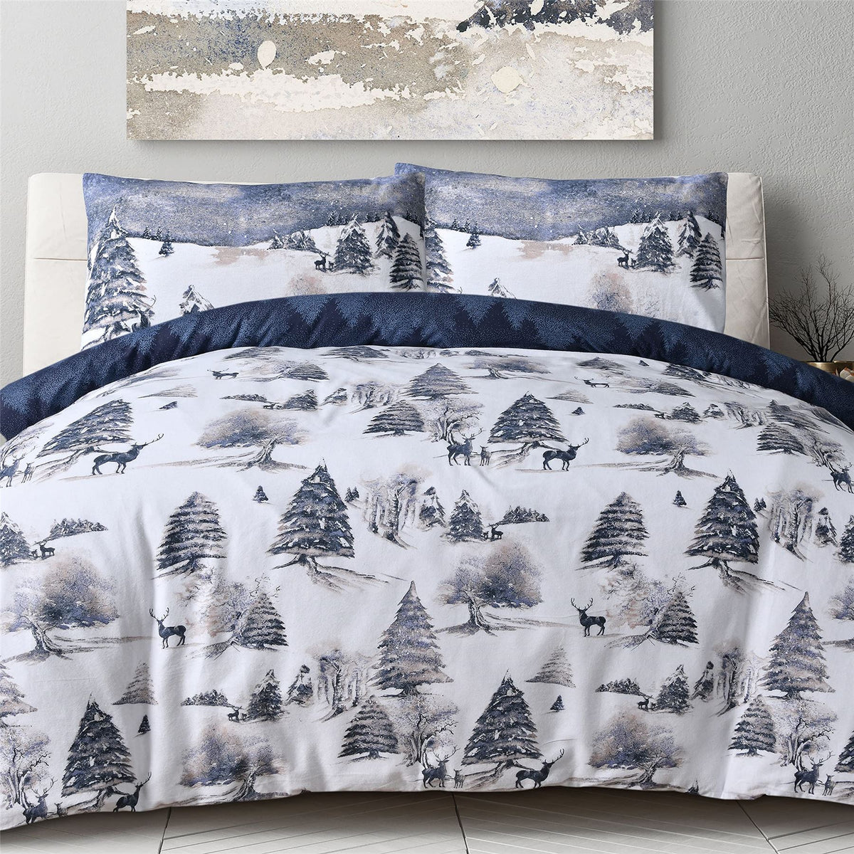 cortex-london-windsor-navy-stag-winter-scene-double-duvet-set