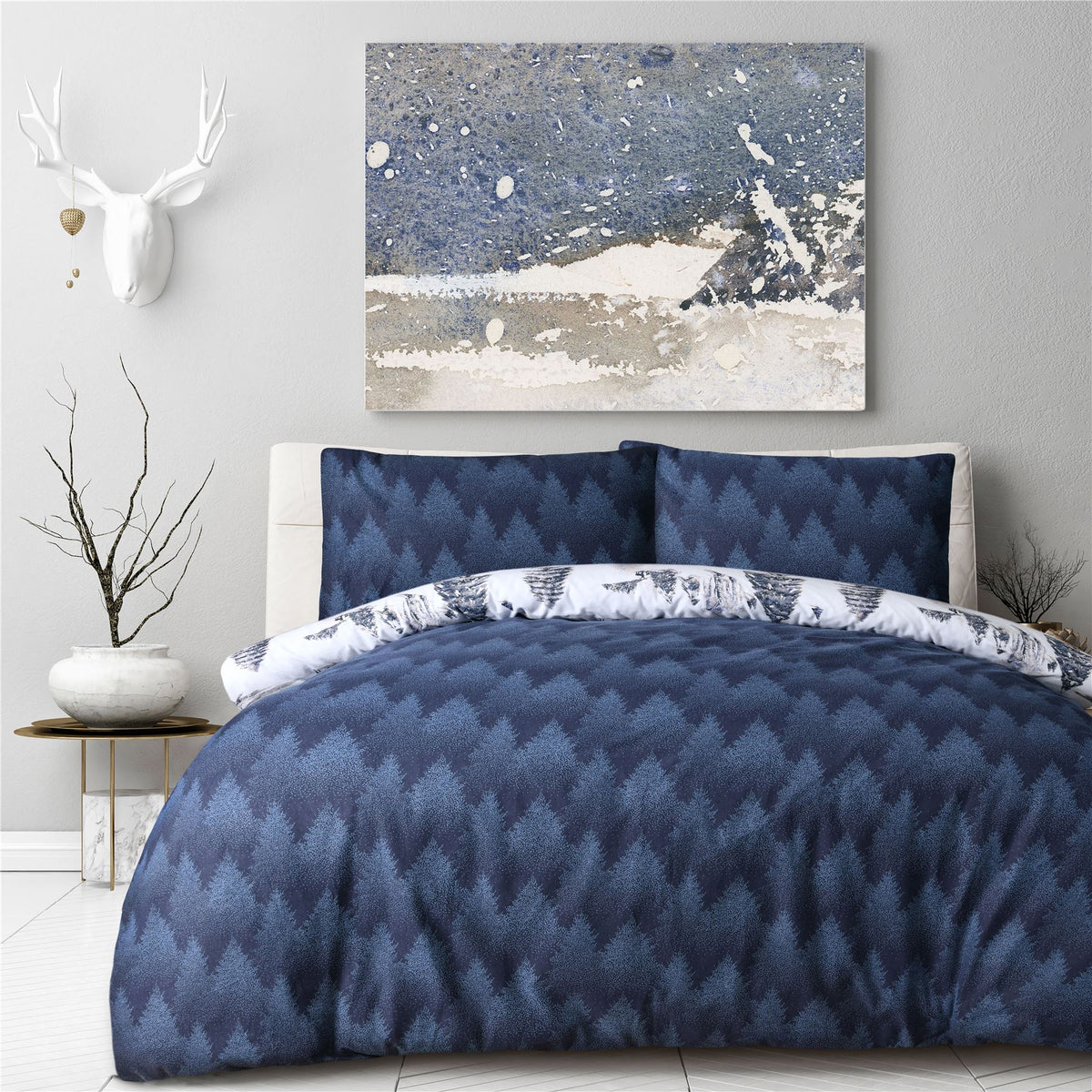 cortex-london-windsor-navy-stag-winter-scene-double-duvet-set