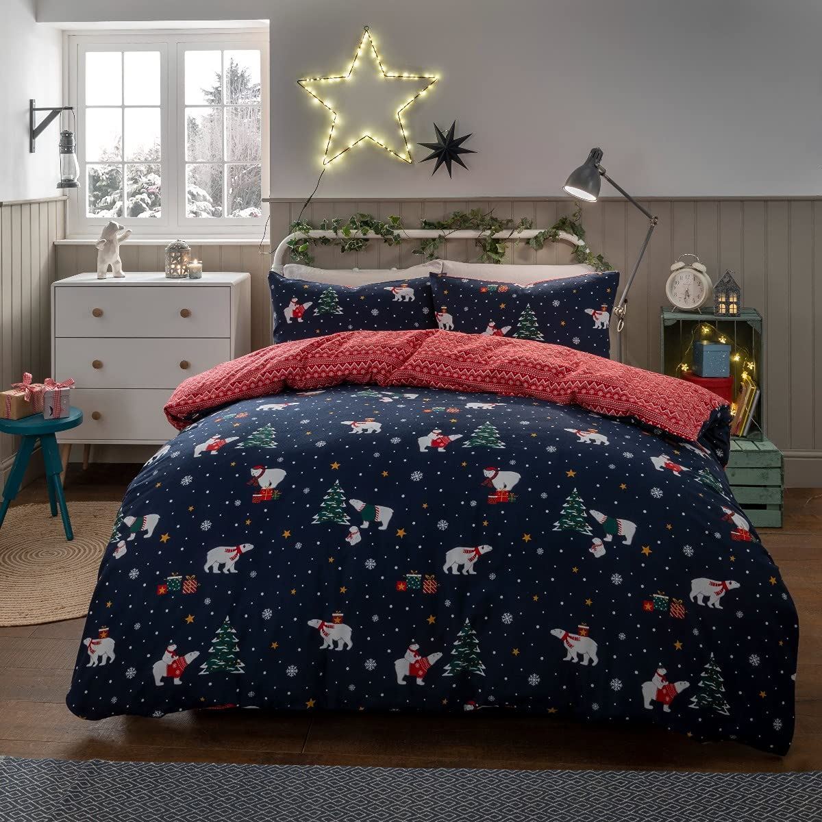 cortex-london-york-polar-bear-navy-brushed-cotton-duvet-set