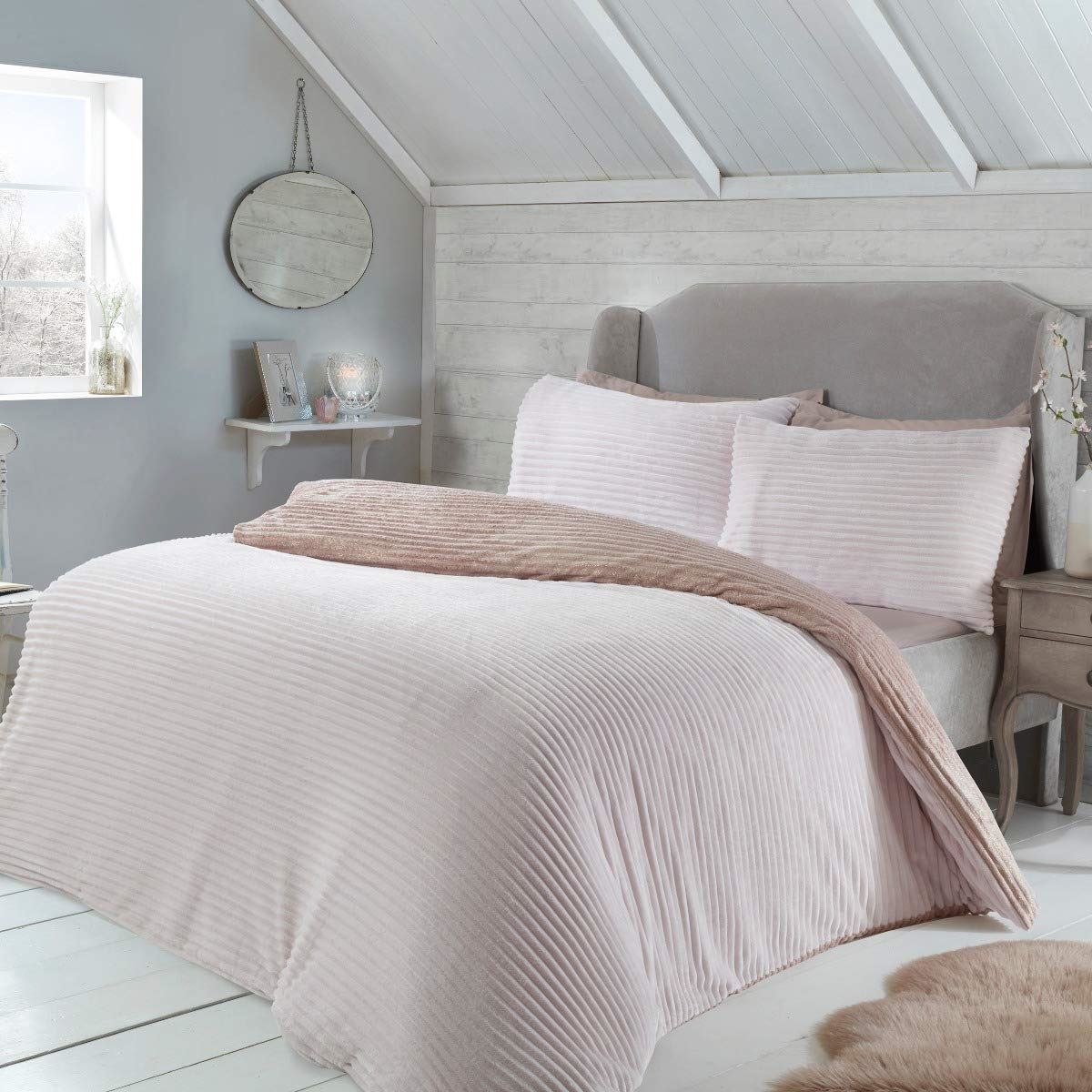 cortex-london-windsor-blush-ribbed-teddy-fleece-bedset