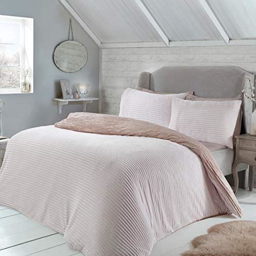 cortex-london-windsor-blush-ribbed-teddy-fleece-bedset