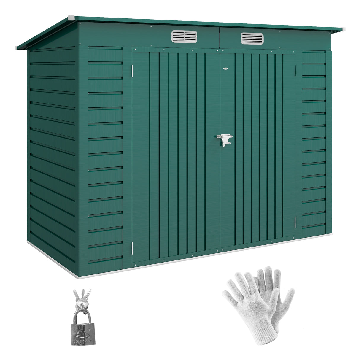 cortex-london-york-metal-garden-storage-shed-double-doors-vents