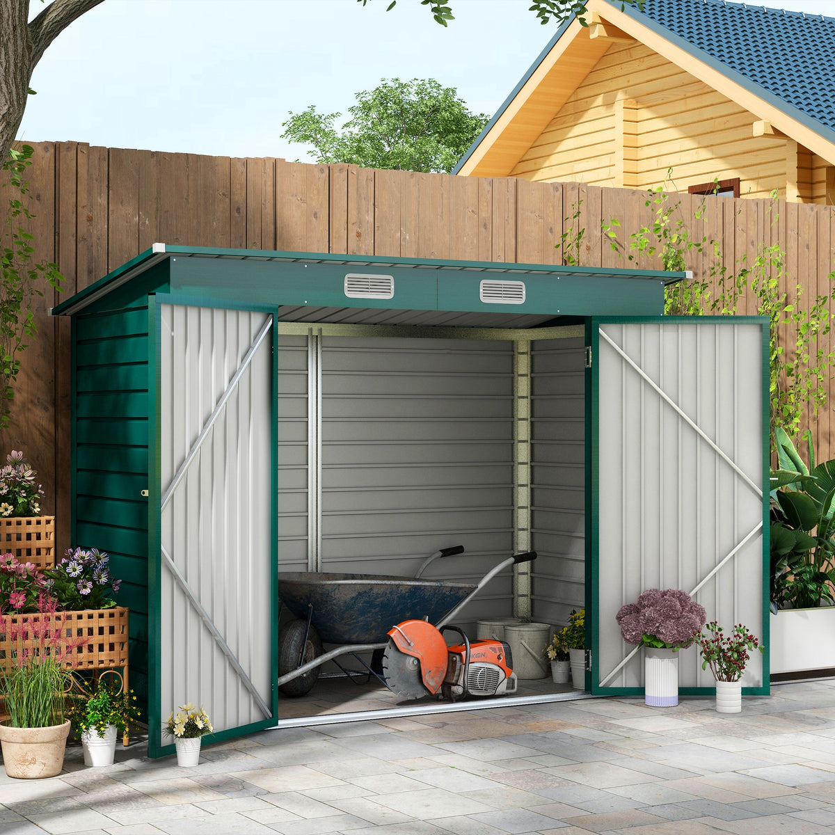 cortex-london-york-metal-garden-storage-shed-double-doors-vents